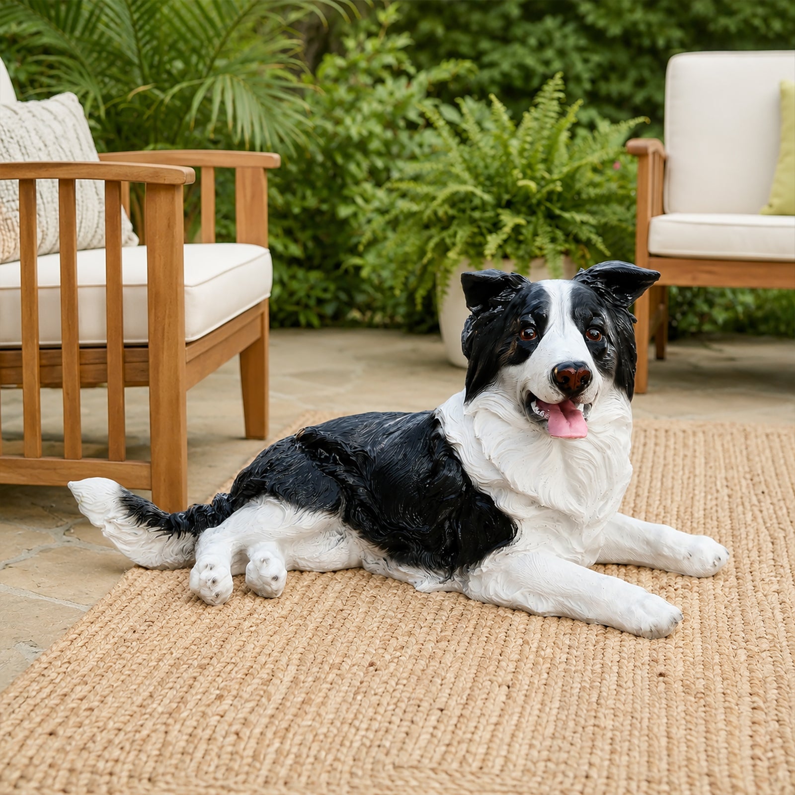 Outdoor Garden Border Collie Dog Statue Greeter Garden Decor – Cute Puppy Sculpture for Yard Porch New Year Gift image 9