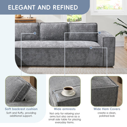 [VIDEO+New]129.5" Minimalist Style Modular Sectional Sofa,6 Seat Wrinkle-resistant Chenille Couch Set,2 PC Free Combination,Modern L-Shaped Cloud Sofa Set for Living Room,No Assembly Require,3 Colors image 9