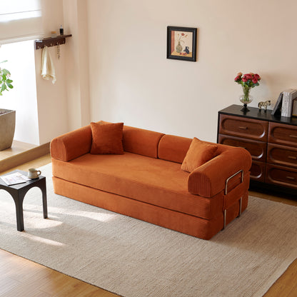 78.8" Compression Sofa,Convertible Floor Sofa Bed-with Pillow Back Support Armrest,Comfy Futon Couch Sleeper Bed,Loveseats Boneless Modular Sectional Sofa,Corduroy fabric,for Living Room,Bedroom image 4