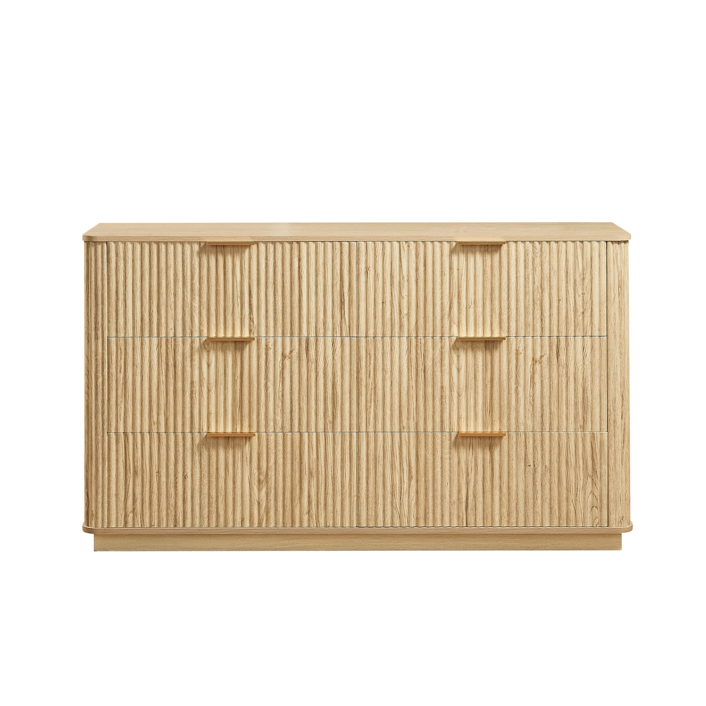 6 Drawers Dresser,55" Wide Modern Chest of Drawers Curved wave Design, Dresser TV Stand, Wood Drawer Organizer for Bedroom, Living Room, Hallway, Walnut,55.12''W x 15.75''D x 31.5''H. image 8