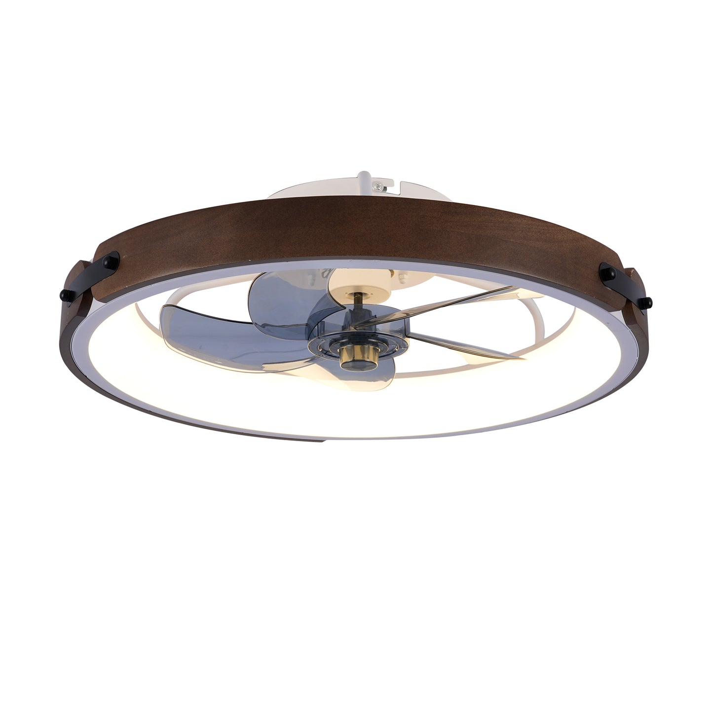 20" Ceiling Fans with Lights Kit (Led) and Remote Control, 3000-6500K Dimmable Modern Flush Mount LED Fan Light, 6 Speeds, Quiet DC Motor For Living room, Bedroom,Kitchen----Walnut+ Black image 1