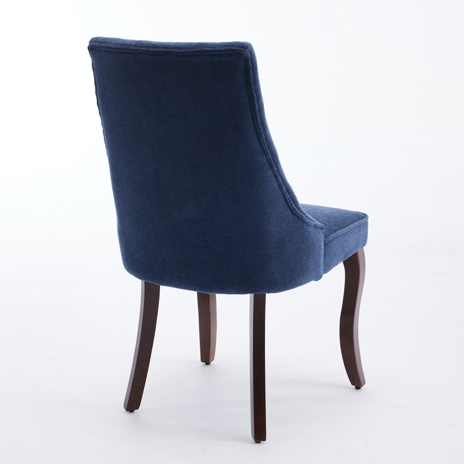 Rayon Cloth Flocking Linen Dining Chairs Channel Kitchen Dinner Chair Comfy Fabric Upholstered Accent Chair for Dining Room with Curved Solid Wood Legs,Set of 2 (Blue), SW1847BL image 5