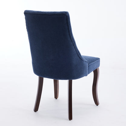 Rayon Cloth Flocking Linen Dining Chairs Channel Kitchen Dinner Chair Comfy Fabric Upholstered Accent Chair for Dining Room with Curved Solid Wood Legs,Set of 2 (Blue), SW1847BL image 5