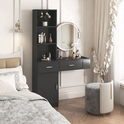 Black modern simple hair desk, multi-layer storage, large storage space image 2