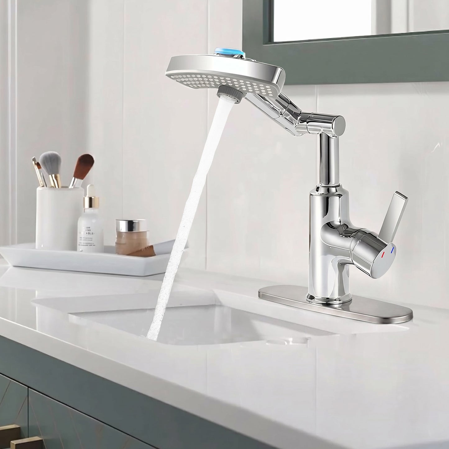 LED Temperature Display Bathroom Faucet, 3 Water Modes & 360° Rotating Spout Single Handle Vanity Sink Faucet with Digital Screen image 8