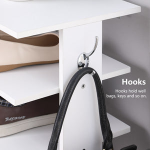 Vertical Shoe Rack,7 Tier Shoe Storage Organizer with Hooks, Entryway Shoe Tower,Vertical Shoe Organizer,Vertical Shoe Organizer,White image 8