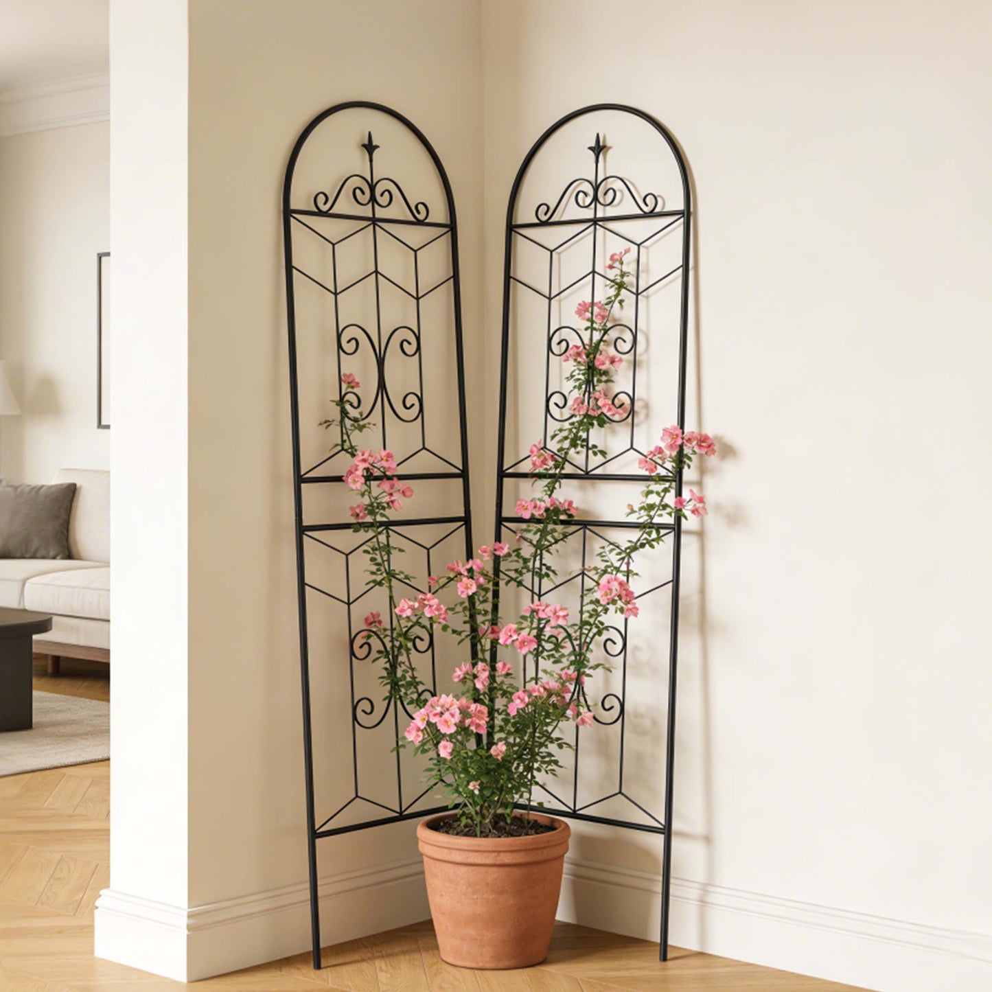 2 Pack Metal Garden Trellis 71" x 19.7" Rustproof Trellis for Climbing Plants Outdoor Flower Support Black image 2