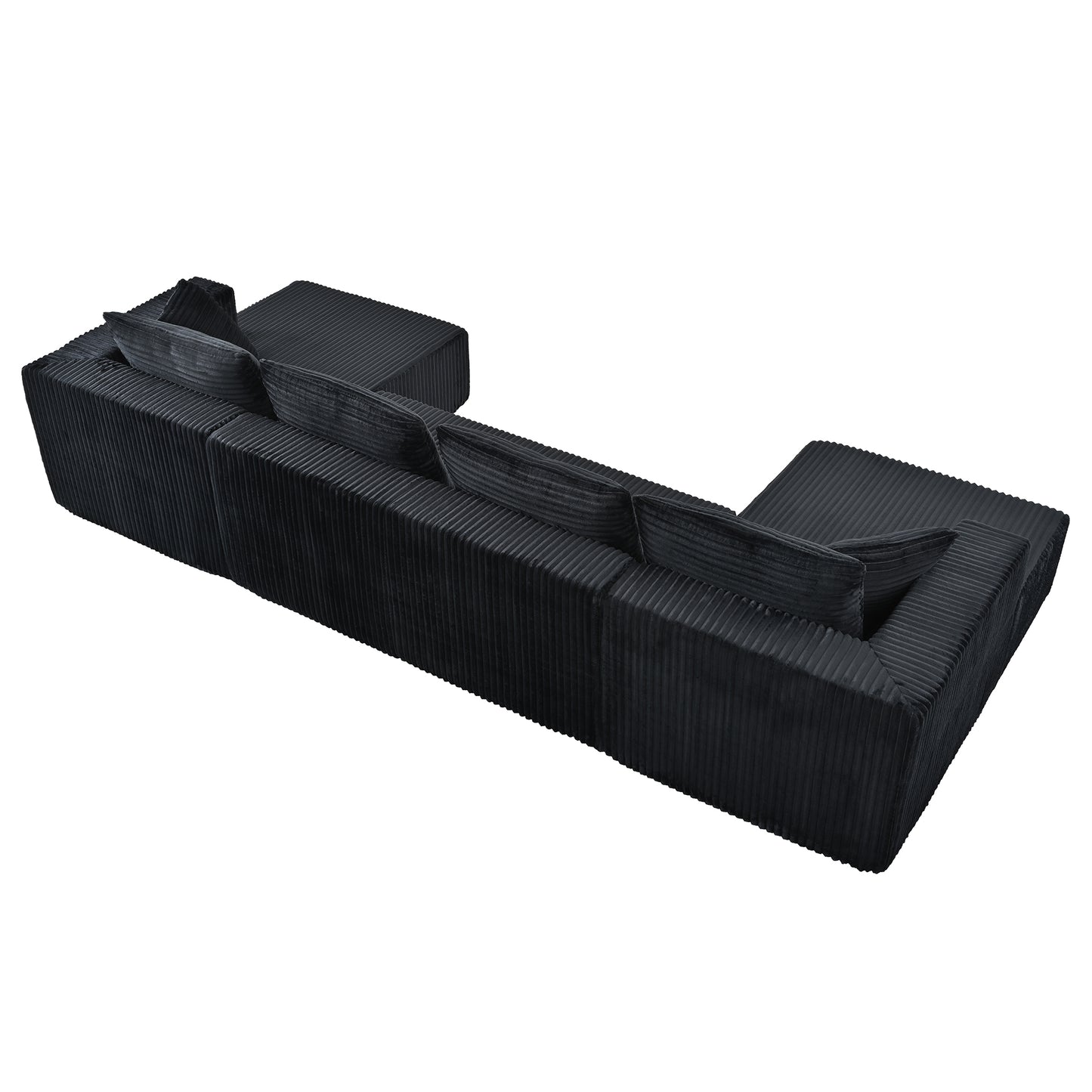 132.1 Inch Modular Sectional Sofa, U-Shaped Corduroy Sofa Couch with Double Chaise, Oversized Deep Seat Cloud Couch for Living Room, Apartment, Black image 10