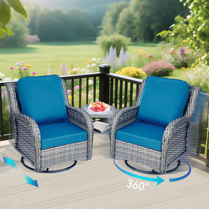 Wicker Patio Furniture Set - 3 Piece Rattan Outdoor Sectional Conversation Sets 2 Piece Wicker Hang gliding Chairs and 1 Side Table image 10