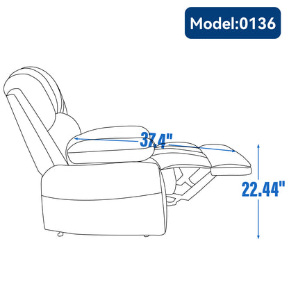 Large Manual Recliner Chair in Fabric for Living Room, Beige image 11