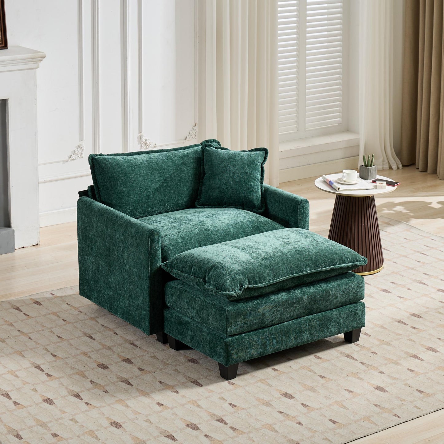 Cloud Sofa one Seat (Armrests are not included), Modern Sectional Couch, for Living Room Bedroom and Apartment, Comfy Double Layer Upholstered Seat Cushion, Breathable Chenille Fabric, Green image 6