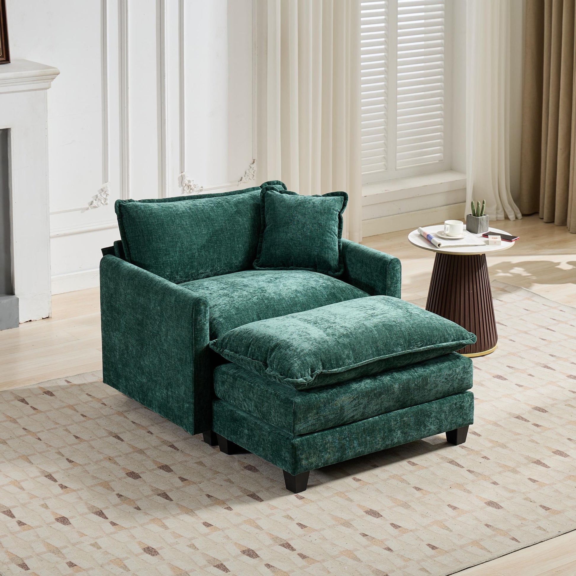 Cloud Sofa one Seat (Armrests are not included), Modern Sectional Couch, for Living Room Bedroom and Apartment, Comfy Double Layer Upholstered Seat Cushion, Breathable Chenille Fabric, Green image 6