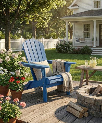 Embossed Wooden Outdoor Folding Adirondack Chair with Pre-Assembled BackRest & SeatBoard,Wood Patio Chair for Garden Backyard Porch Pool Deck Firepit with Wood Grain image 5