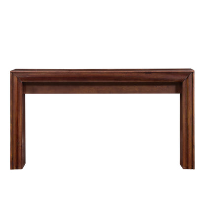 Fluted Counter Height Bar Table Set for 2, Dining Table with Fabric Upholstered Bar Stool with Solid Wood Legs, Dining Table Behind Couch for Breakfast-Walnut image 8