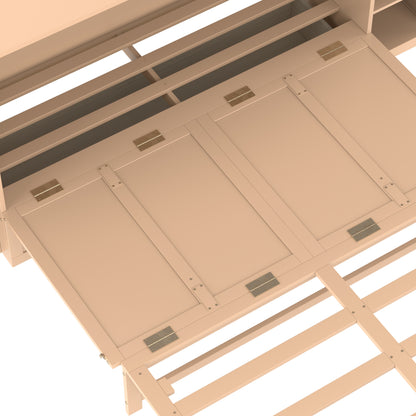 Queen size Murphy bed with spacious storage drawers and shelves, Ideal for guest rooms or compact bedrooms,Golden image 11
