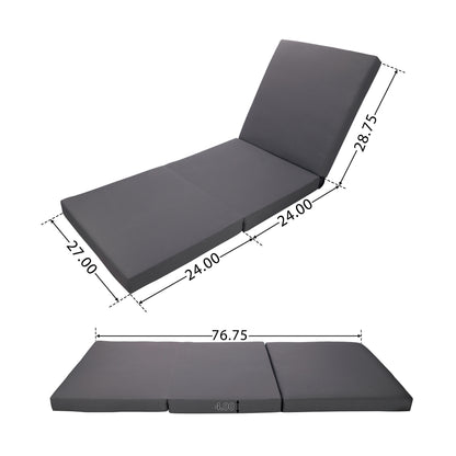 Lounge Chaise Set, Space Available On One Side, Acacia Solid Wood In Black With Lounge Cushion (Dark Grey & Triple Fold) – Matching Cream Version Available image 3