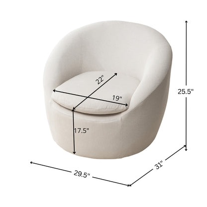 Winnie Modern Teddy Fabric Barrel Chair, 360° Swivel, Beige image 12