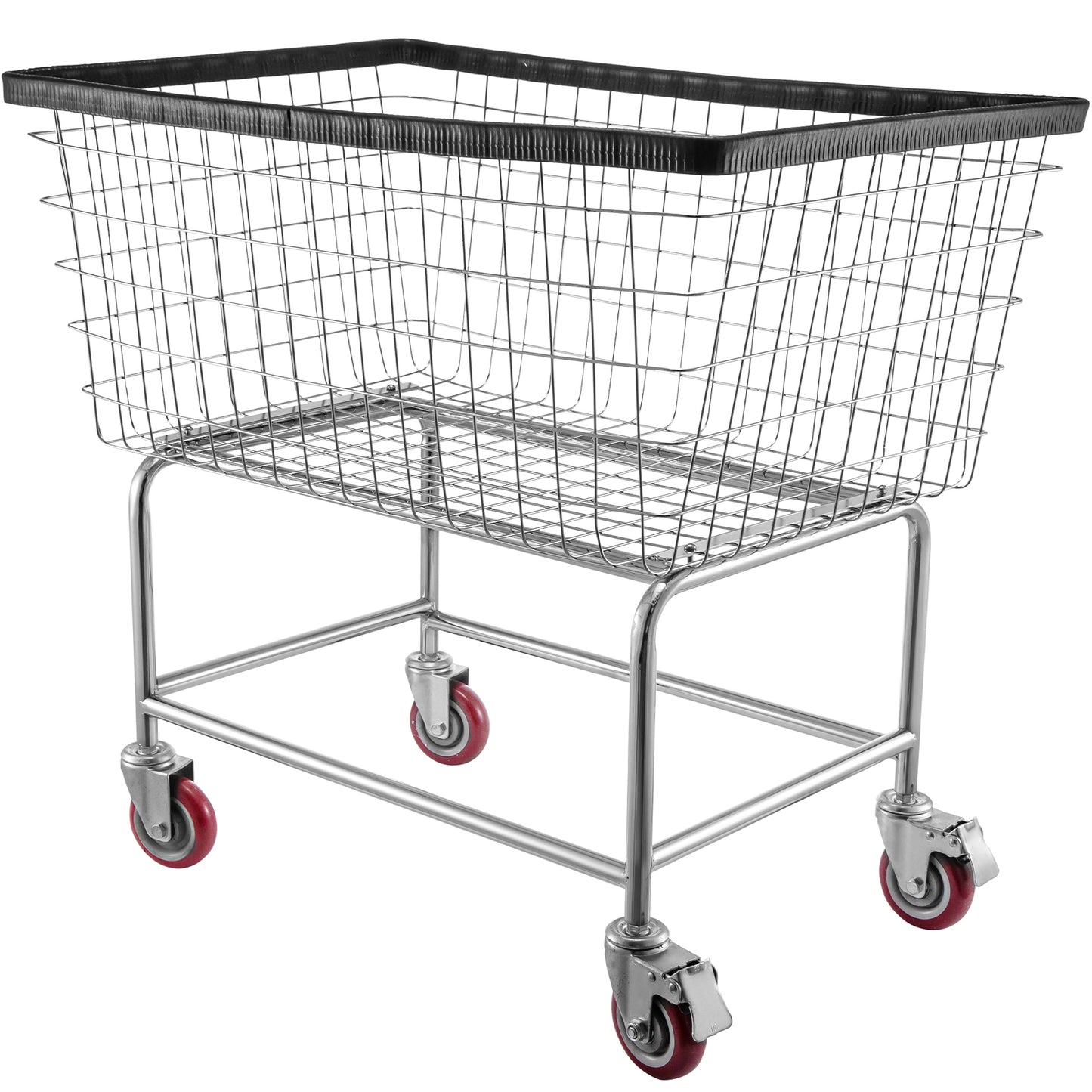 Wire Laundry Cart, 4.5 Bushel Wire Laundry Basket with Wheels, 35''x15.7''x22'' Commercial Wire Laundry Basket Cart, Steel Frame with Chrome Finish, 5'' Casters, Wire Basket Cart for Laundry image 1