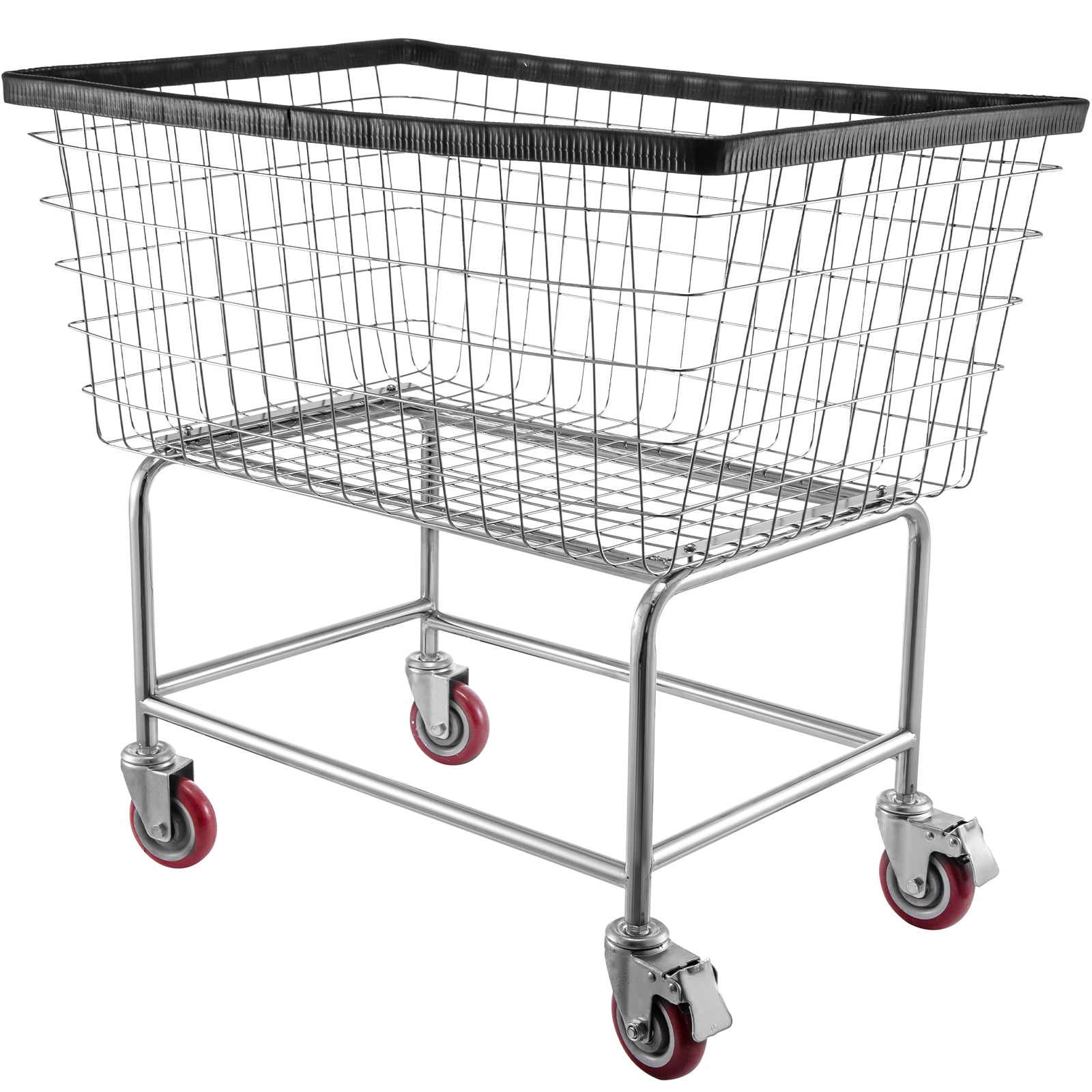 Wire Laundry Cart, 4.5 Bushel Wire Laundry Basket with Wheels, 35''x15.7''x22'' Commercial Wire Laundry Basket Cart, Steel Frame with Chrome Finish, 5'' Casters, Wire Basket Cart for Laundry image 1