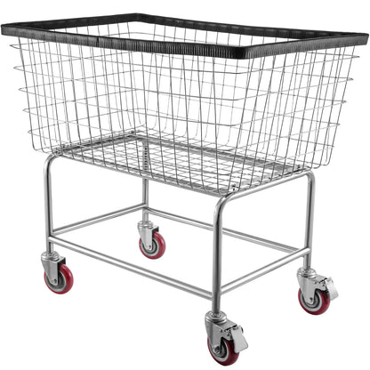 Wire Laundry Cart, 4.5 Bushel Wire Laundry Basket with Wheels, 35''x15.7''x22'' Commercial Wire Laundry Basket Cart, Steel Frame with Chrome Finish, 5'' Casters, Wire Basket Cart for Laundry image 1
