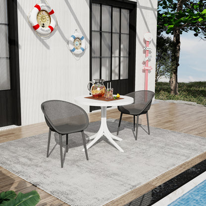 Summer - 2-Pack Warm Grey Modern Lounge Chairs – Indoor/Outdoor All-Weather PP Plastic with 36 Inch Indoor/Outdoor Modern White Round PP Table image 1