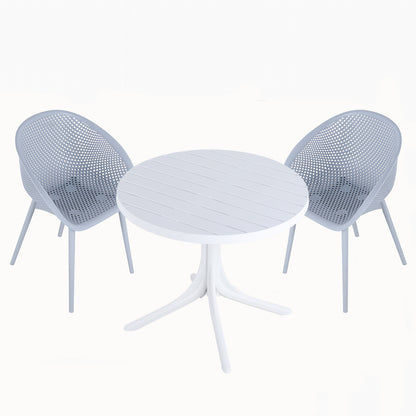 Summer - 2-Pack Light Blue Modern Lounge Chairs – Indoor/Outdoor All-Weather PP Plastic with 36 Inch Indoor/Outdoor Modern White Round PP Table image 7