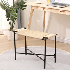 Vanity Stools Handwoven Paper Rope Ottoman for Entryway Natural Footstool for Living Room  (Natural)