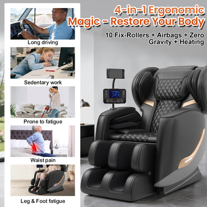 Massage Chair Full Body and Recliner, Zero Gravity Massage Chairs, 8 Fix Rollers, Airbags, Heating, Foot Massage, Auto Modes, Bluetooth Speaker and Touch Control Screen for Home and Office image 7