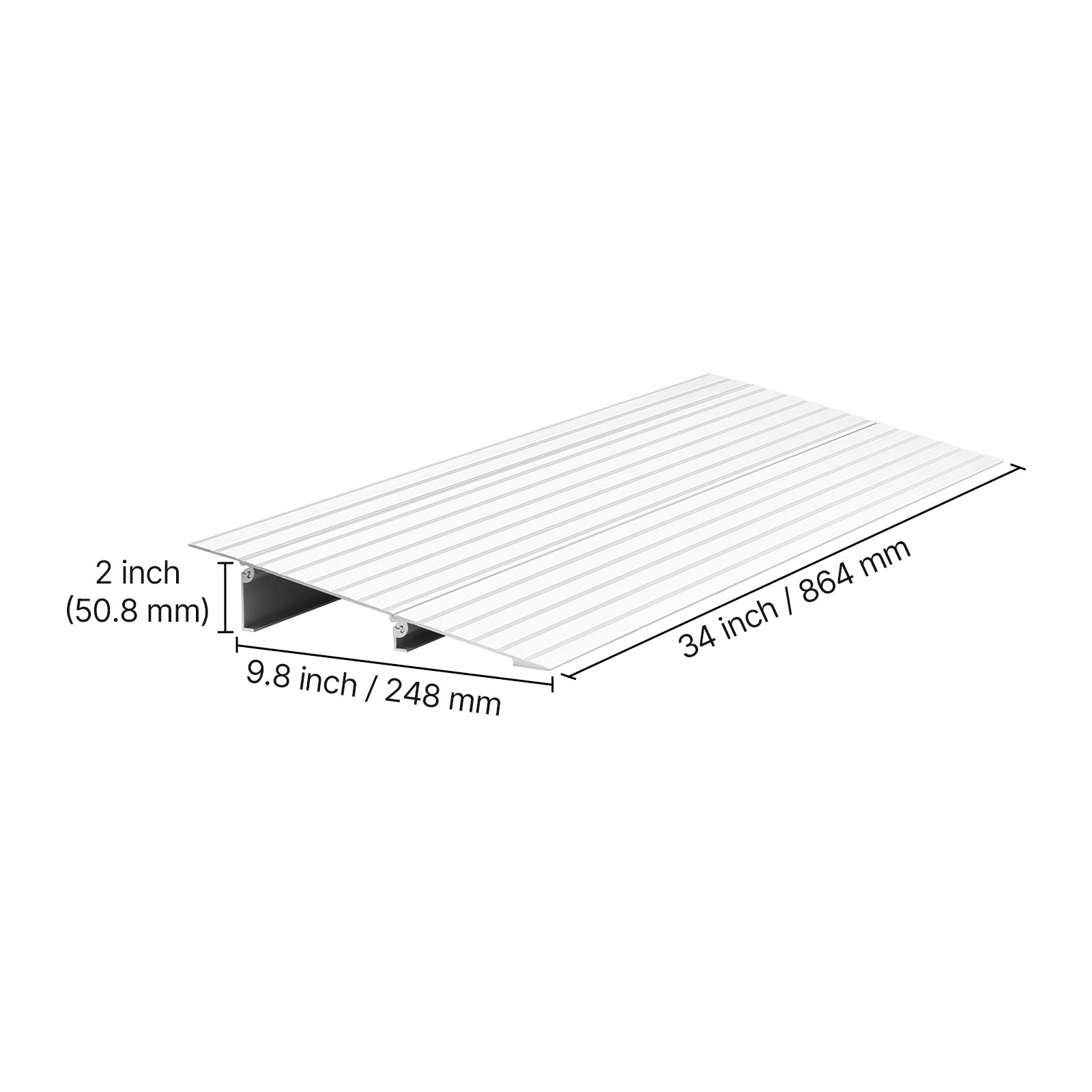 Door Threshold Ramp, 2 inch Rise, Aluminum Alloy Threshold Ramp Rated 800 lbs Load Capacity, Handicap Ramps for Home Steps for Wheelchair, Scooters, Power Chairs, Walkers, Bicycle, Tricycle image 11