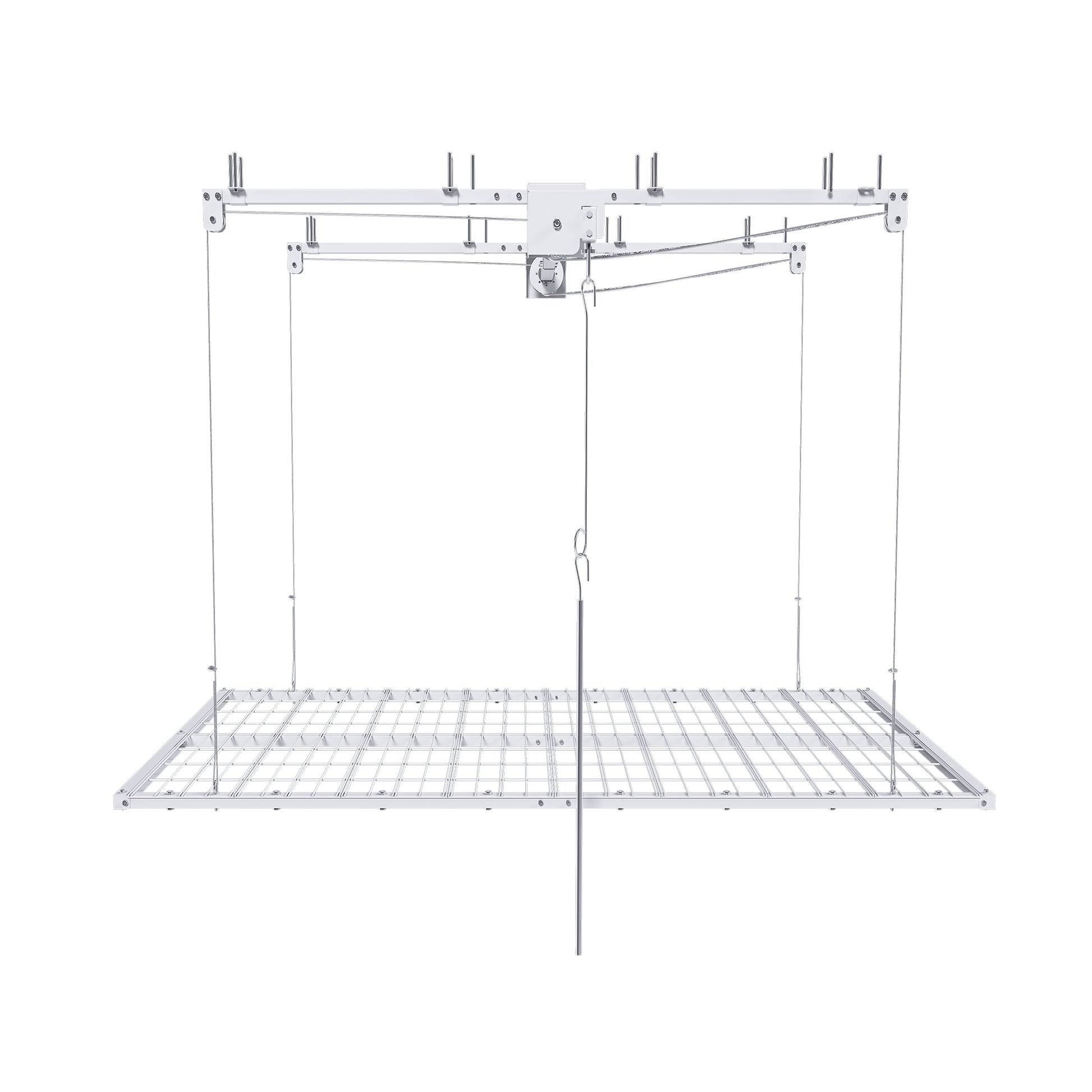 White Overhead Garage Storage Rack 4x8 FT for High Ceilings 10-12 FT, 350LBS Capacity All-Steel Construction with Safety Lock (Installation Required, Heavy-Duty Garage Organizer) image 12