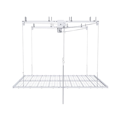 White Overhead Garage Storage Rack 4x8 FT for High Ceilings 10-12 FT, 350LBS Capacity All-Steel Construction with Safety Lock (Installation Required, Heavy-Duty Garage Organizer) image 12