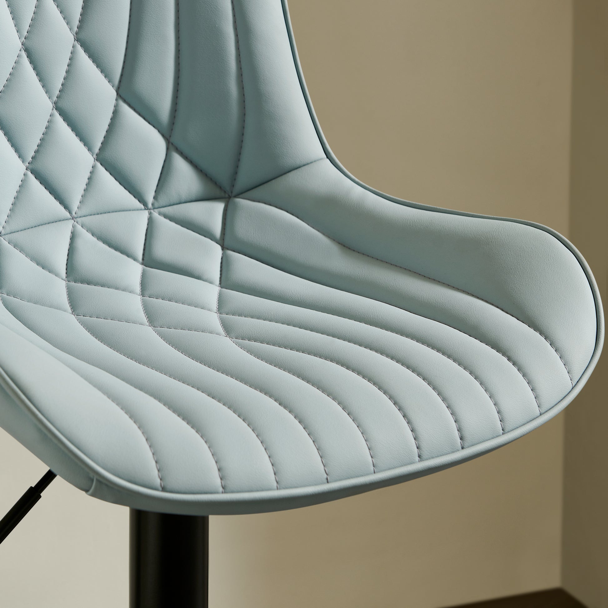 Kovyn Contemporary Adjustable Barstool with Faux Leather Swivel Seats, Set of 2, Blue image 8