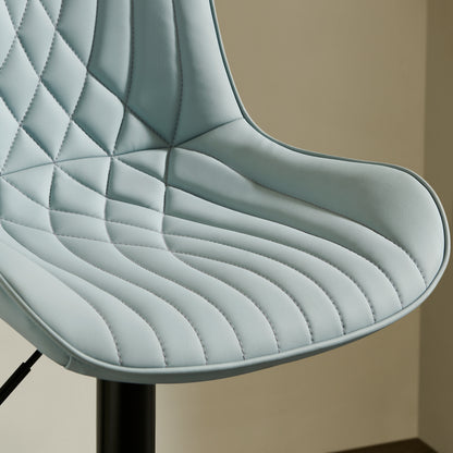 Kovyn Contemporary Adjustable Barstool with Faux Leather Swivel Seats, Set of 2, Blue image 8