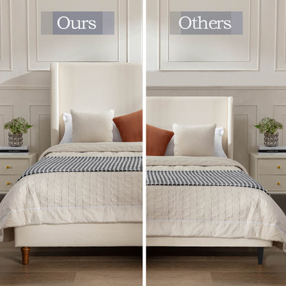 Harper Tall Headboard Upholstered Bed / 54" High Headboard / Elegant Simplicity / No Box Spring Needed / Easy Assembly / California King / Ivory Boucle image 9