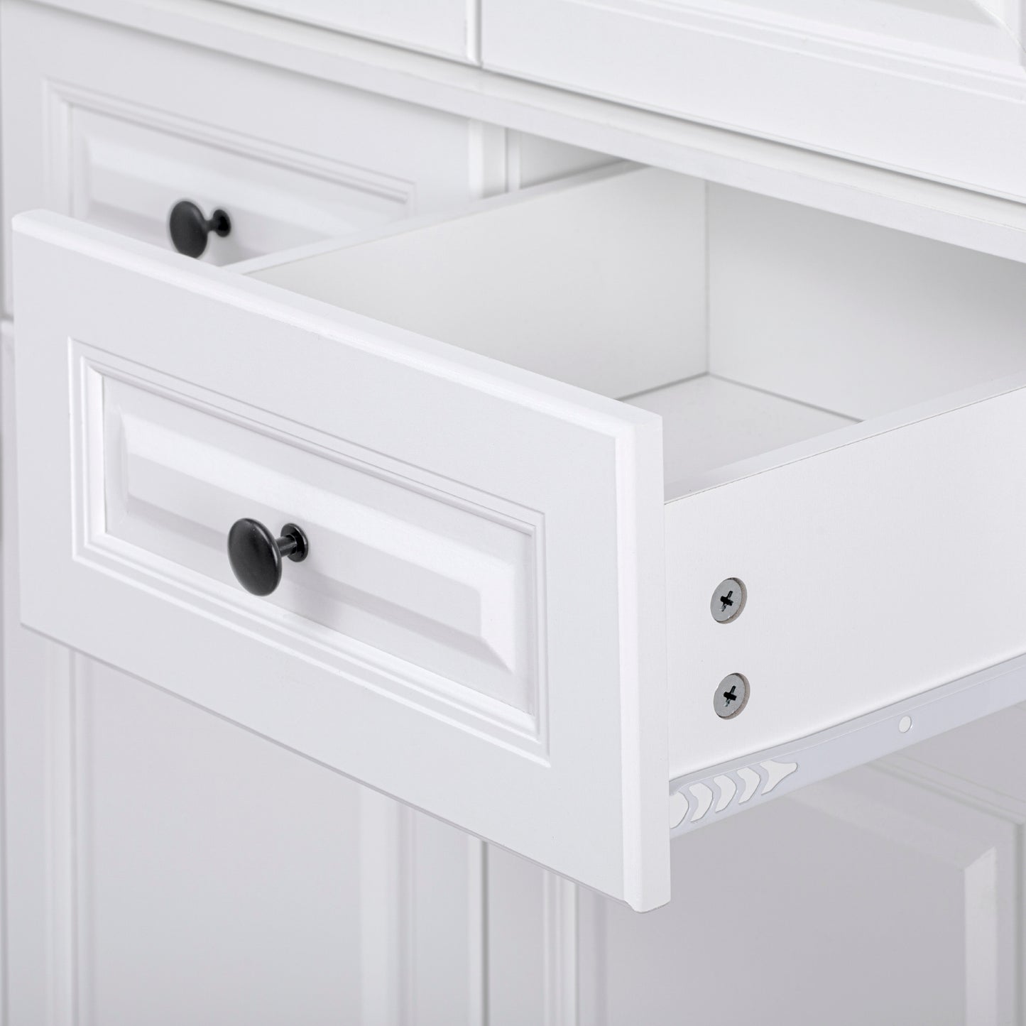 K&K 71" Tall Kitchen Pantry Cabinet with 3 Pull Out Cabinet Organizers, Farmhouse Embossed Texture Storage Cabinet with 6 Door Shelves, 2 Drawers, Freestanding Cupboard for Kitchen, Dining Room White image 9