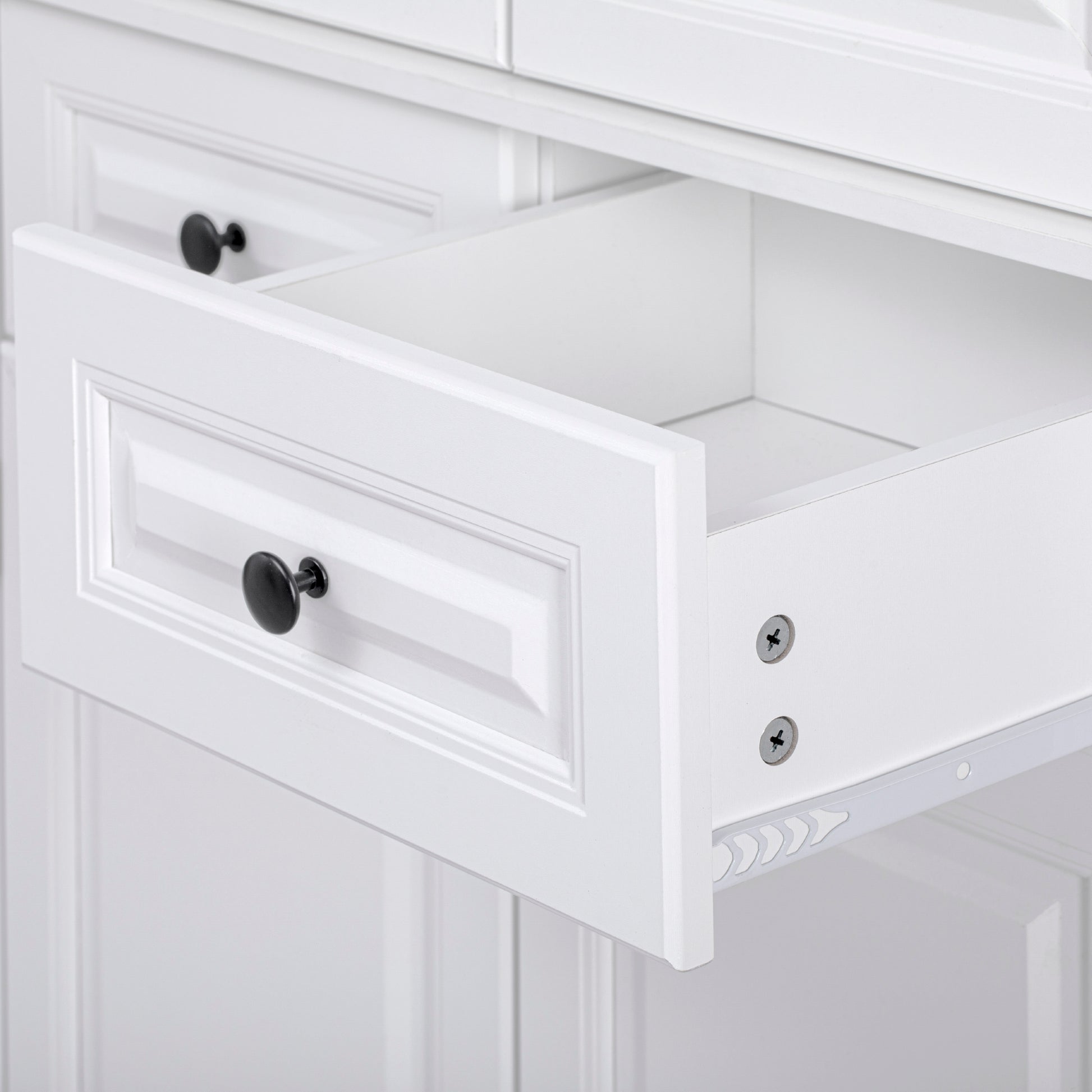 K&K 71" Tall Kitchen Pantry Cabinet with 3 Pull Out Cabinet Organizers, Farmhouse Embossed Texture Storage Cabinet with 6 Door Shelves, 2 Drawers, Freestanding Cupboard for Kitchen, Dining Room White image 9