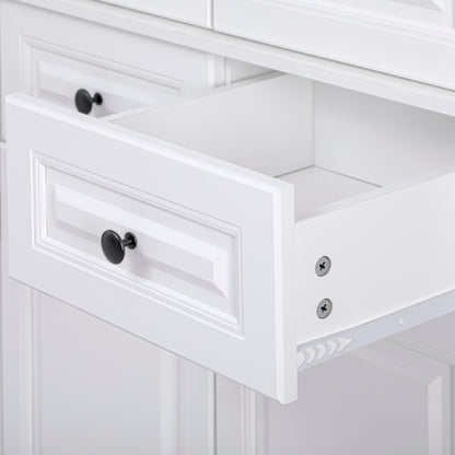 K&K 71" Tall Kitchen Pantry Cabinet with 3 Pull Out Cabinet Organizers, Farmhouse Embossed Texture Storage Cabinet with 6 Door Shelves, 2 Drawers, Freestanding Cupboard for Kitchen, Dining Room White image 9