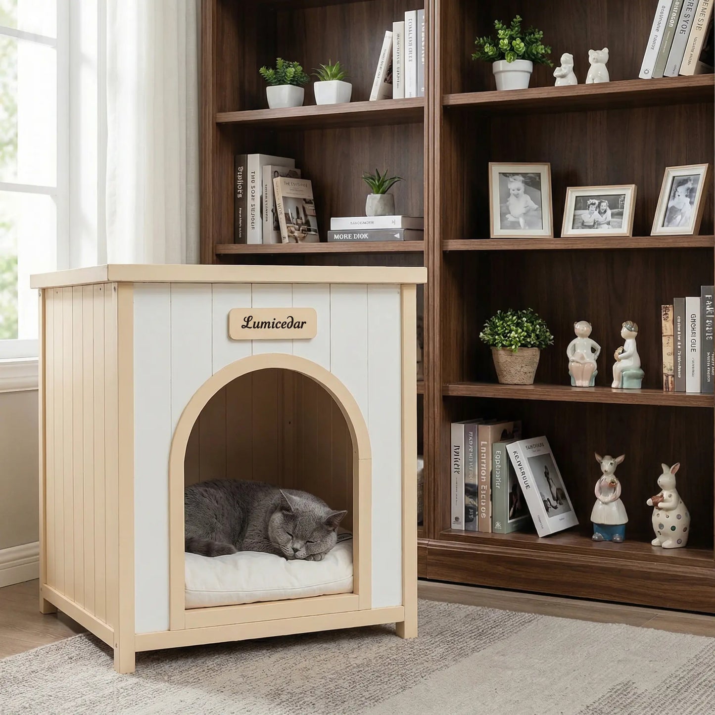 Modern Indoor Wooden Dog House with Removable Cushion – Solid Cedar Pet House for Small Dogs & Cats, Furniture-Grade Scandinavian Design image 11