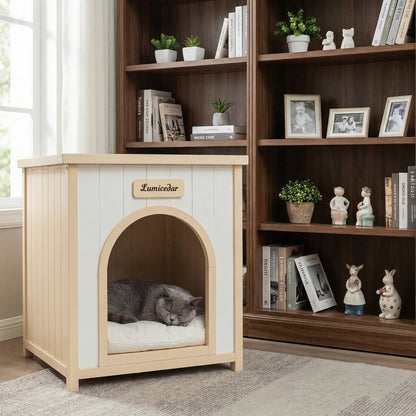 Modern Indoor Wooden Dog House with Removable Cushion – Solid Cedar Pet House for Small Dogs & Cats, Furniture-Grade Scandinavian Design image 11