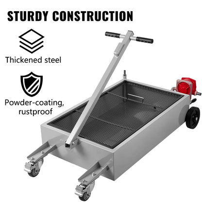 Oil Drain Pan 15 Gallon Oil Drain Tank, 57L Low Profile Oil Drain Pan, Large Capacity Oil Change Pan, Foldable Hand, with Pump, Hose, Swivel Casters Wheels for Car, SUV, Trucks Oil Draining image 10