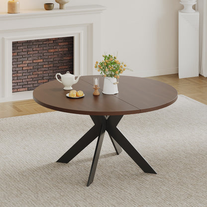Round dining table, black walnut, brown,115cm image 5