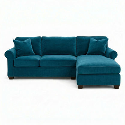 Irlanda Sectional – Made in USA, Custom Fabric Options, L-Shaped Sectional Wholesale Sectional Furniture - Velvet Antique Peacock - Velvet image 1