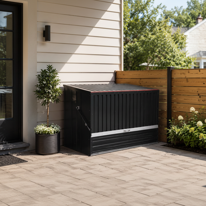Outdoor Galvanized Steel Storage Shed with Flip Top & Foldable Front Door, Large Capacity Metal Tool Cabinet for Indoor & Backyard Storage 594.39 US Gal 2.25m³ image 9