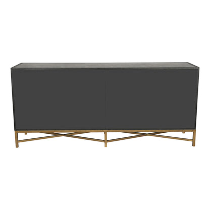 Sideboard, Solid Wood Frame, Vegan Leather, Grey image 4