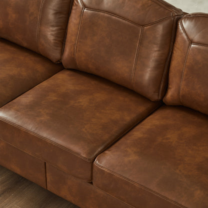 81.5" Classic Living Room Sofa Faux Leather Couch,Rolled Arm Sofa with Nails,Solid Wood Legs,Upholstered Breathable PU Leather Brown. image 6