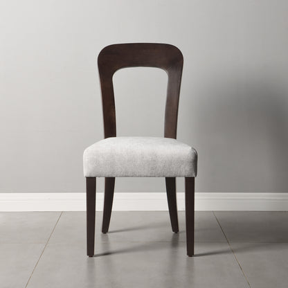 Dining Chairs Set of 2, Upholstered Kitchen Side Chairs with Gray Fabric Seating Dark Brown Solid Rubber Wood Legs, 330 LBS Weight Capacity image 5