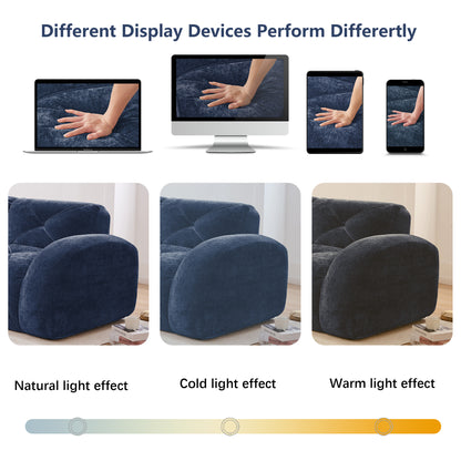 U-shaped Boneless Sofa,Soft Velvet Fabric,Tufted Design,32D High Density Sponge,No Assembly Required,Ergonomic Design Bottom, Anti-Slip Design,Movable Ottomans For Bedrooms,Blue image 12