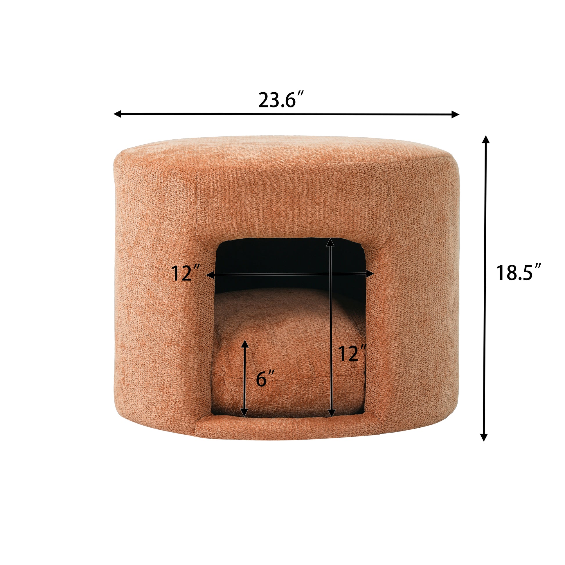 Orange Pet Friendly Ottoman with Removable Pet Cushion, Hidden Pet Nook, Acacia Wood Legs, 220 lbs Capacity, Upholstered Footrest Stool for Living Room image 4