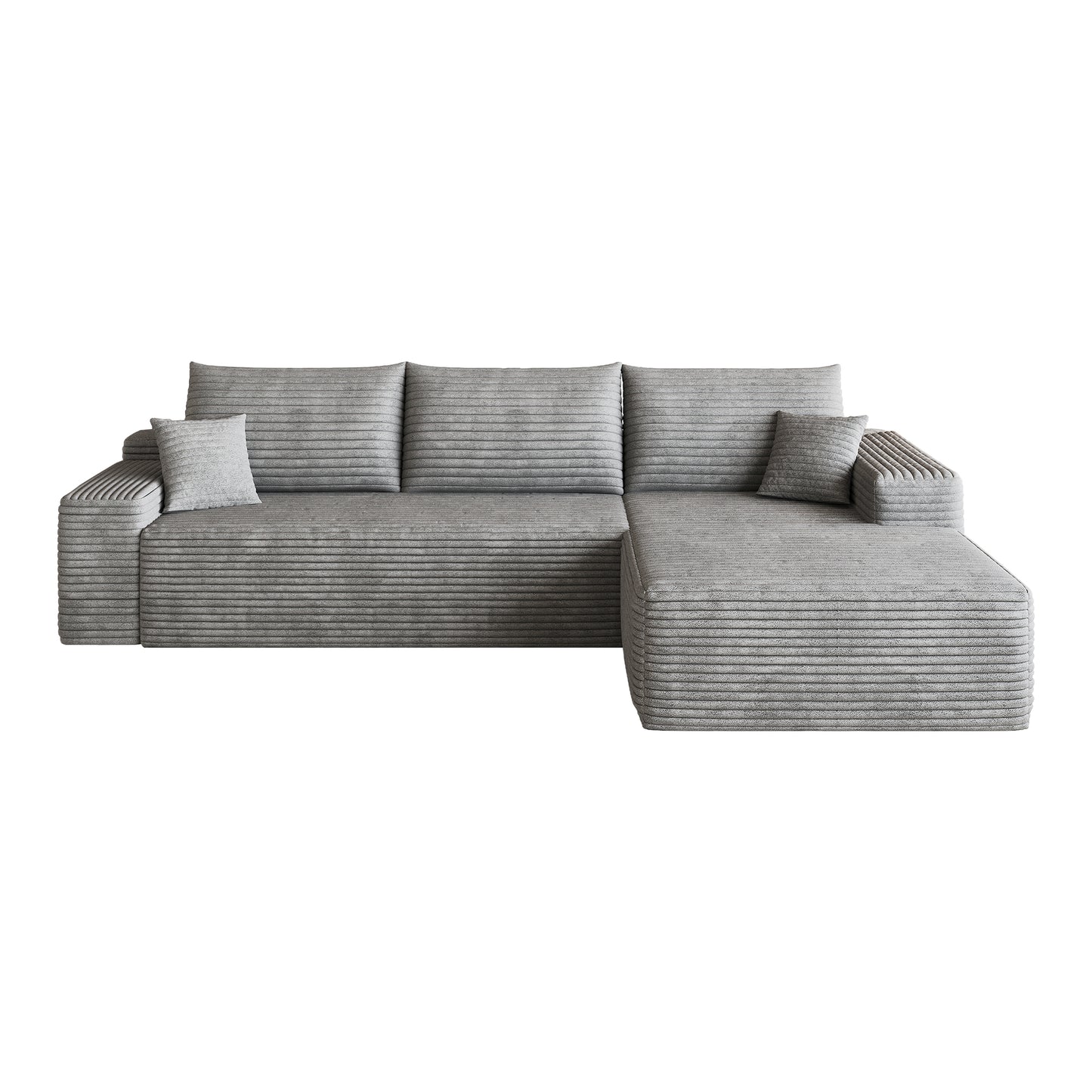 107" Cloud Sectional Couch with L-Shape Chaise,Modern Modular Sofa with Deep Seat, Upholstered Couches for Living Room Bedroom,No Assembly Required, Grey(Plush Corduroy Fabric) image 6