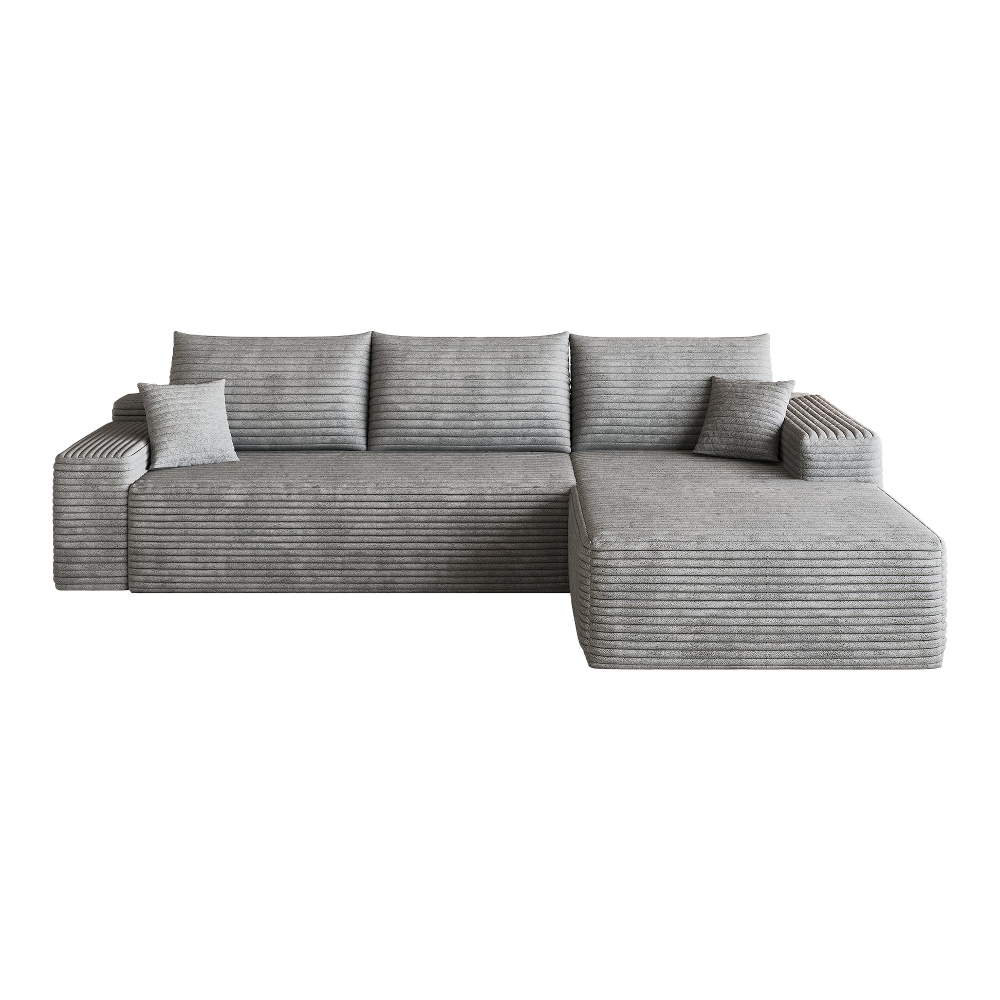 107" Cloud Sectional Couch with L-Shape Chaise,Modern Modular Sofa with Deep Seat, Upholstered Couches for Living Room Bedroom,No Assembly Required, Grey(Plush Corduroy Fabric) image 6